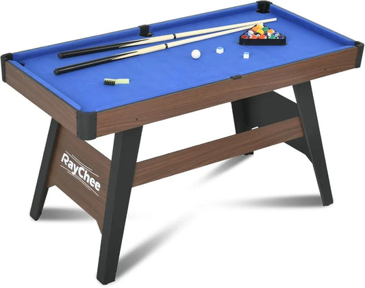 Pool Table, Portable Wooden Billiards Table for Kids, Indoor Pool Game Tables with 2 Cue Sticks, 16 Balls, Triangle, Chalk
