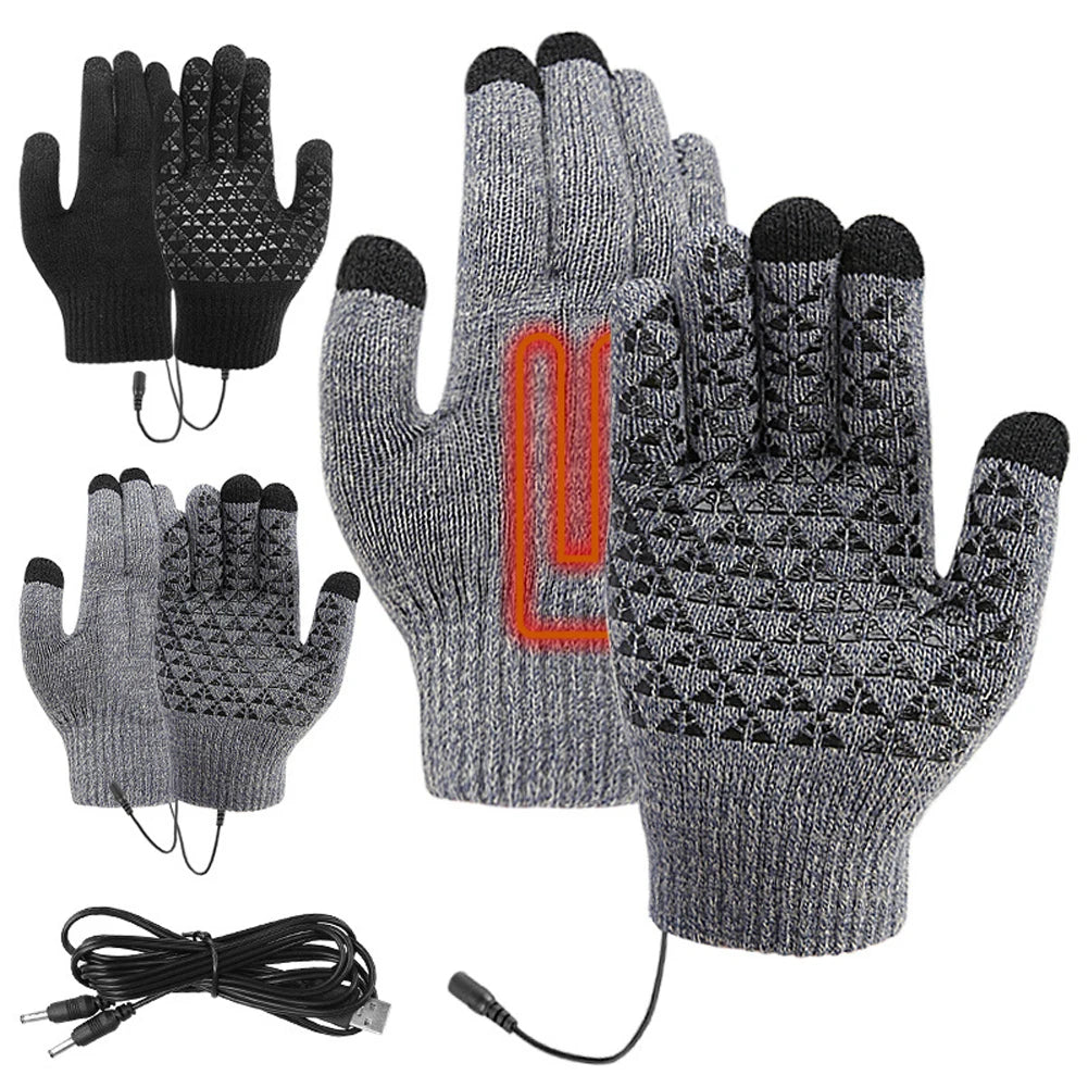 Winter Electric Heated Touch Screen Gloves for Outdoor Activities Skiing Riding Camping and Mountaineering
