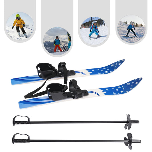 Blue ABS Ski Set,Kids Skis and Poles,Kids Beginner Snow Skis 68*6cm for Outdoor Activities