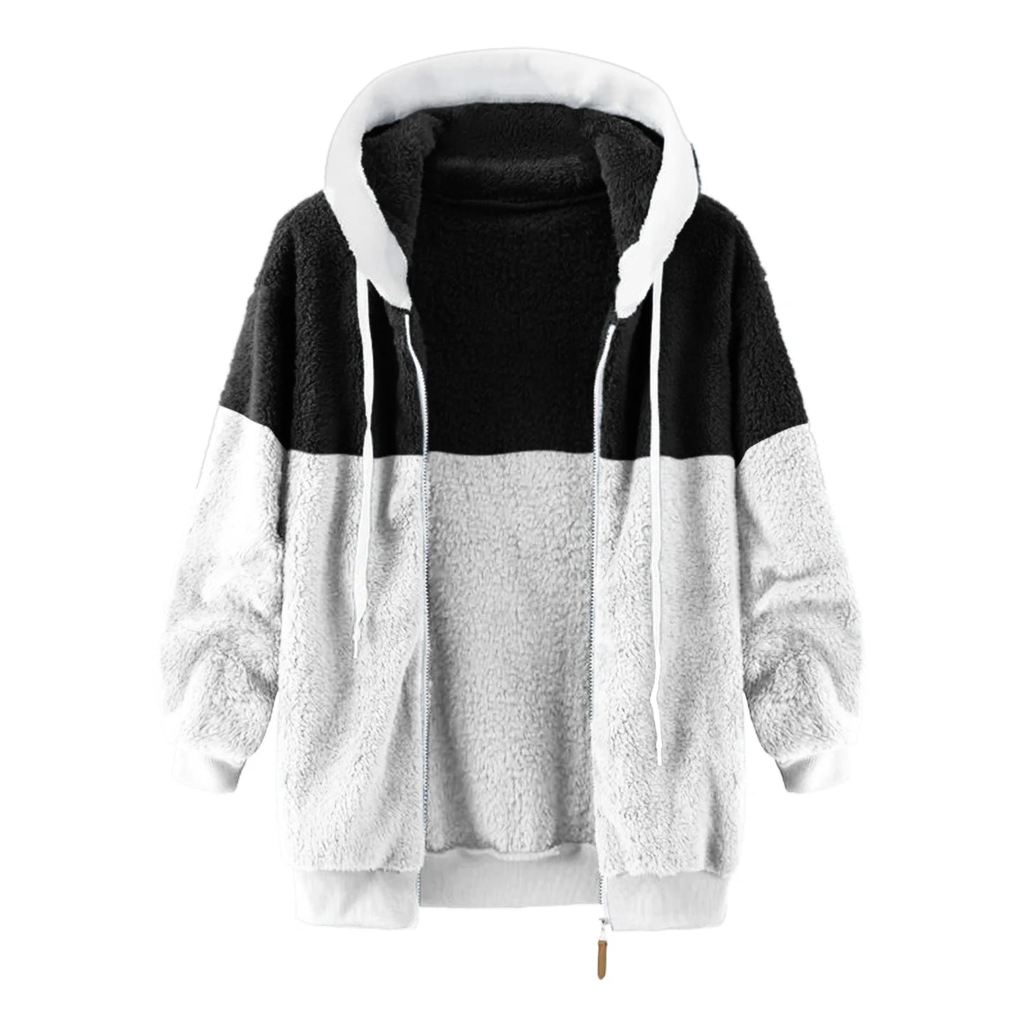 2025 Women Autumn Winter Jacket Female Coat Causal Soft Hooded Fleece Plush Warm Outdoor Overcoat Faux Fur Fluffy Zipper Top