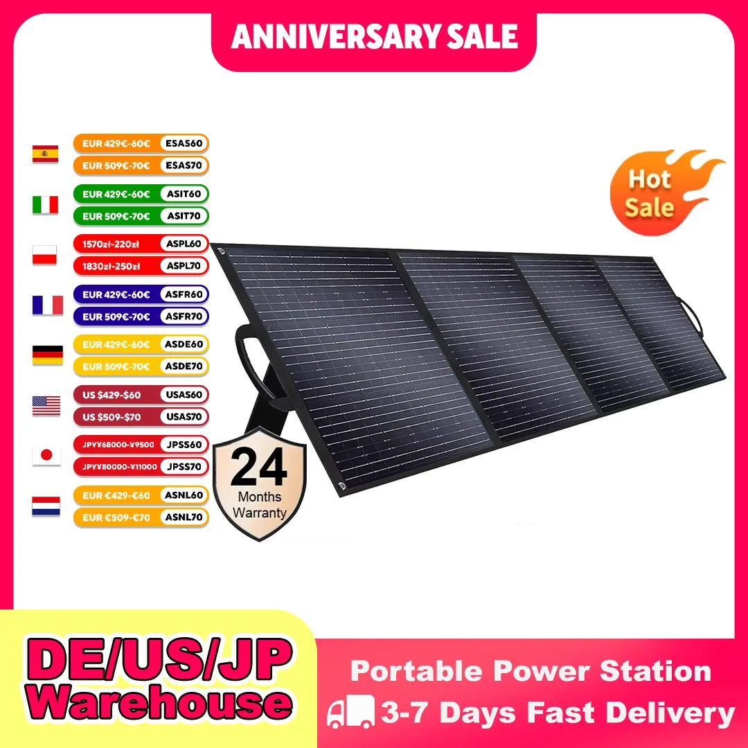 SOLARPLAY 200W 18V Solar Panel Kit Foldable Solar Panel Outdoor Rechargeable Solar Charger For Portable Camping Power Station