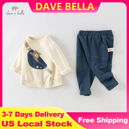 Dave Bella Boys Long Sleeve Hoodie Pants Sets Autumn Spring Cartoon 2pcs Pullover Trousers Suit Casual Kids Clothes DB3222696