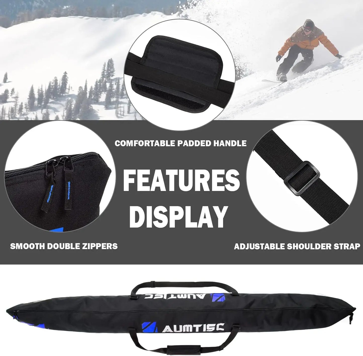 Ski & Boot Bag Combo, Padded for Air Travel, Adjustable to 200cm Skis, Fits Boots up to Size 13