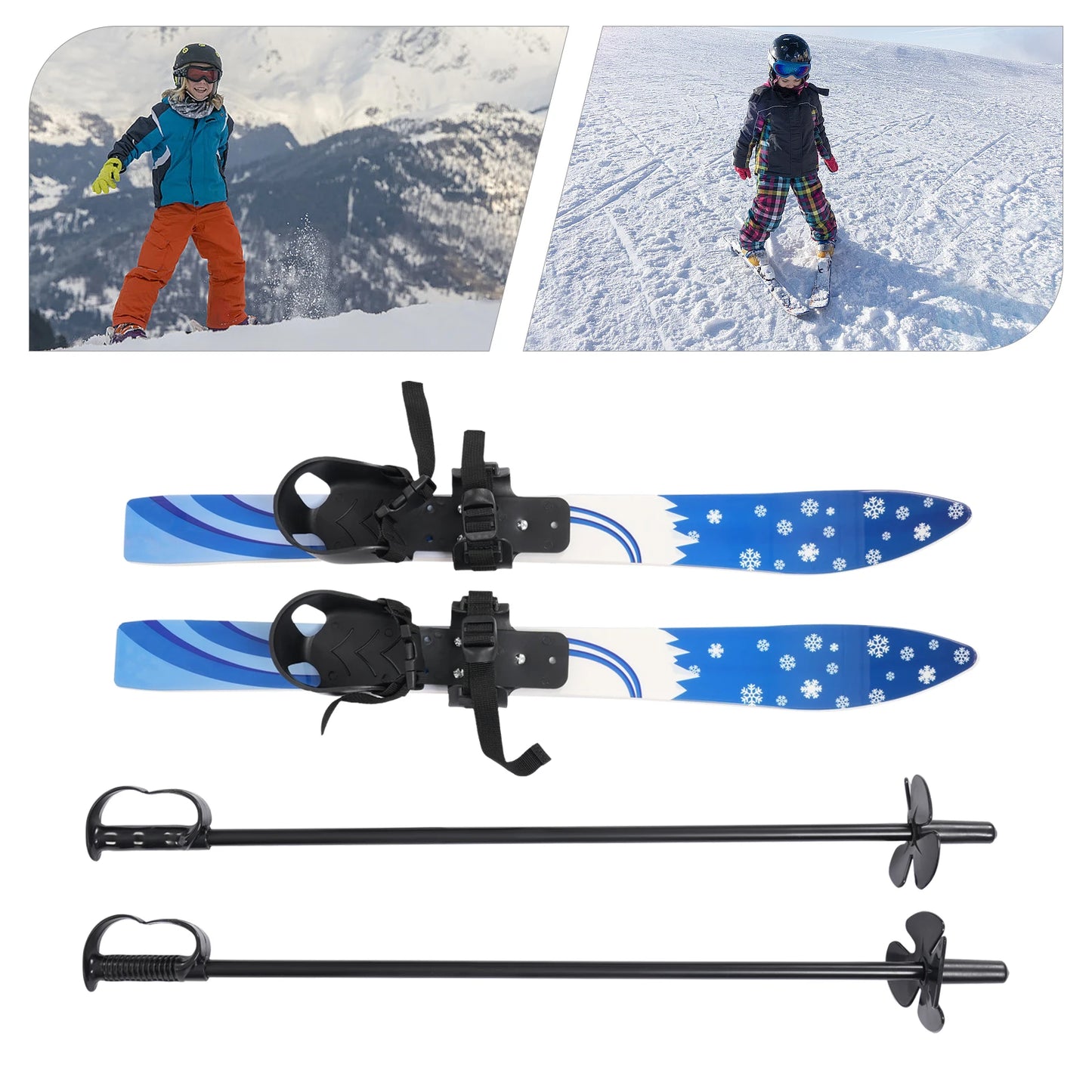 Blue ABS Ski Set,Kids Skis and Poles,Kids Beginner Snow Skis 68*6cm for Outdoor Activities