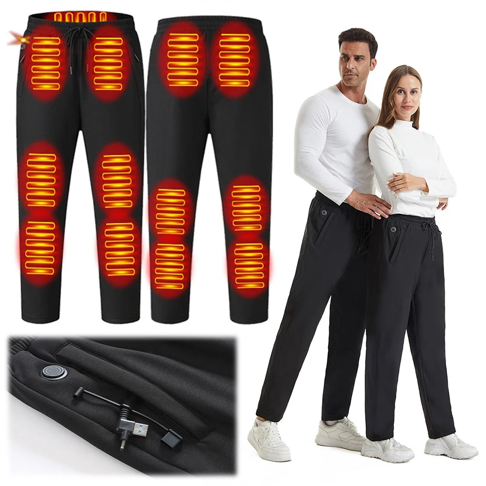 Unisex Heated Pants 12 Heating Zones Electric Thermal Trousers 3 Temperature Modes Waterproof Winter Electric Warmer Clothing