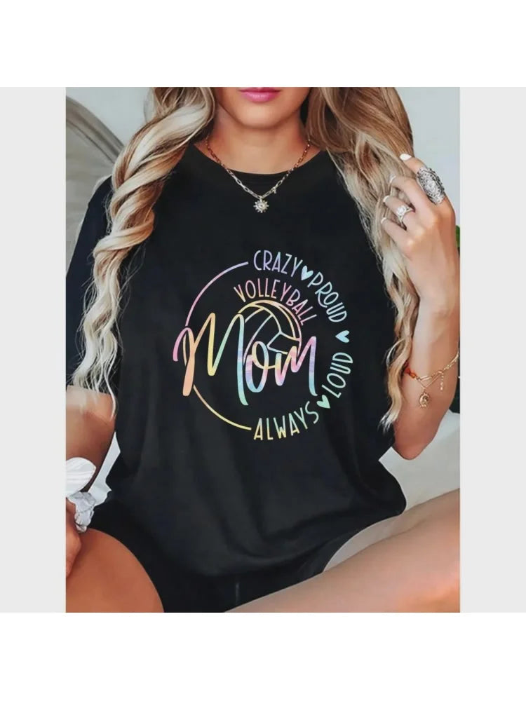 Plus Size 100% Volleyball Mom Crazy Proud Loud Always Tie Dye Mother'S Day T-Shirt 0XL-4XL