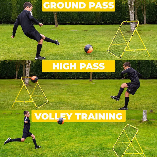 Soccer Rebounder Net with 20 Elastic Ropes Kickback Football Practice Net Target Goal Net Training Aid for Kids Teens
