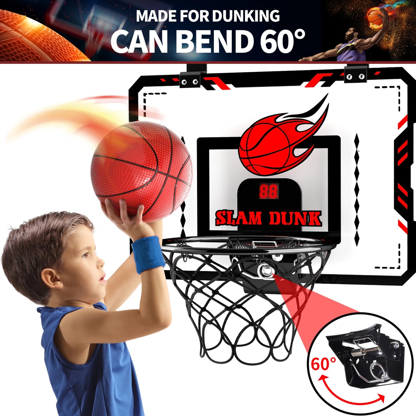 Indoor Basketball Hoop Kids Toys Room Mini Basketball Ball Hoop Sets With Electronic Scoreboard Sport Toys Boys Birthday Gifts