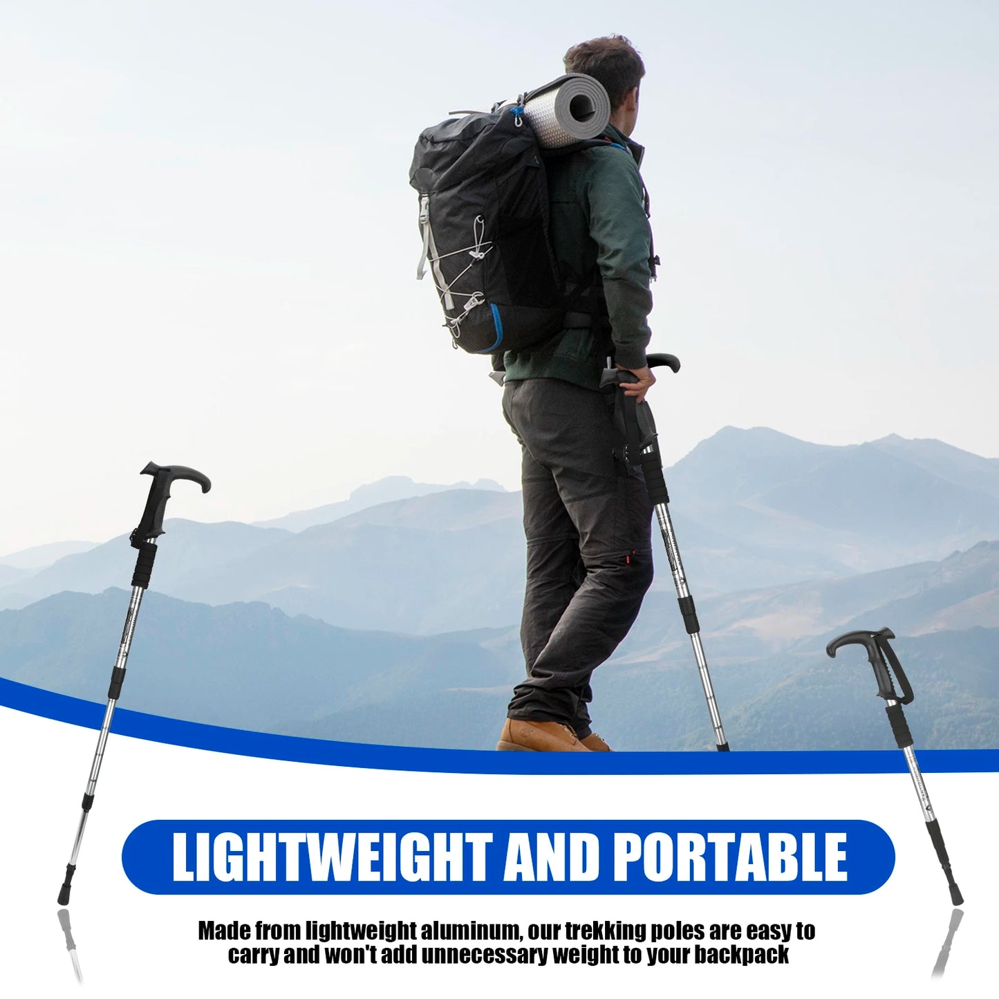 54-110cm Hiking Sticks Walking Stick Trekking Poles Mountaineering Telescopic Walking Stick for Particularly Steep Climb