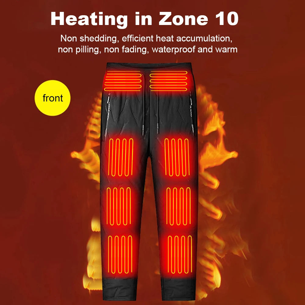 10 Heating Zones Unisex Heated Pants Winter Electric Heating Trousers 3 Gear Temperature Waterproof Outdoor Sports Warmer Clothe