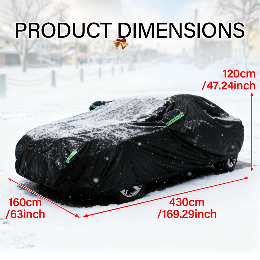 190T Thermal SUV Four-Door Full-Cover Car Cover Winter Snow and Frost Resistant Side Zipper Design Black Universal Fit