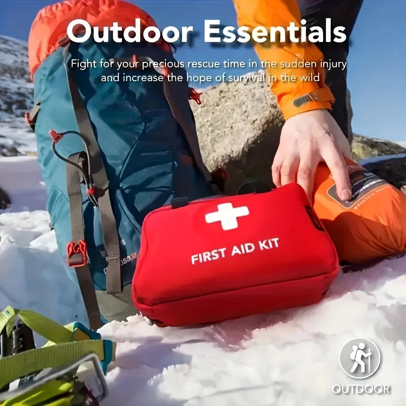 Portable First Aid Kit Large for Camping, Hiking, Hunting. Includes Scissors, Tweezers, Bandages,Outdoor Emergency Supplies.