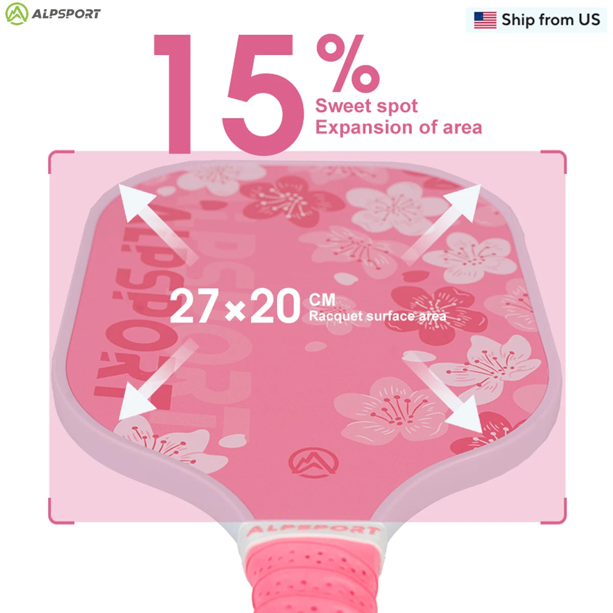 ALPSPORT SakuraUSAPA Pickleball Paddle Women's T700 Carbon Fiber Beginner-Friendly Pro Training Set Pink With 2 Free Balls