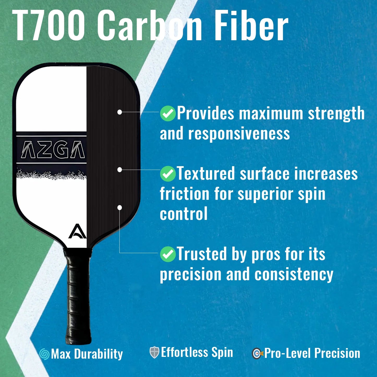Pickleball Paddle:Gen 3 Propulsion Core|EVA Foam Honeycomb Core|Pickle Ball Paddle Carbon Fiber T700|Large Sweet Spot|More Power