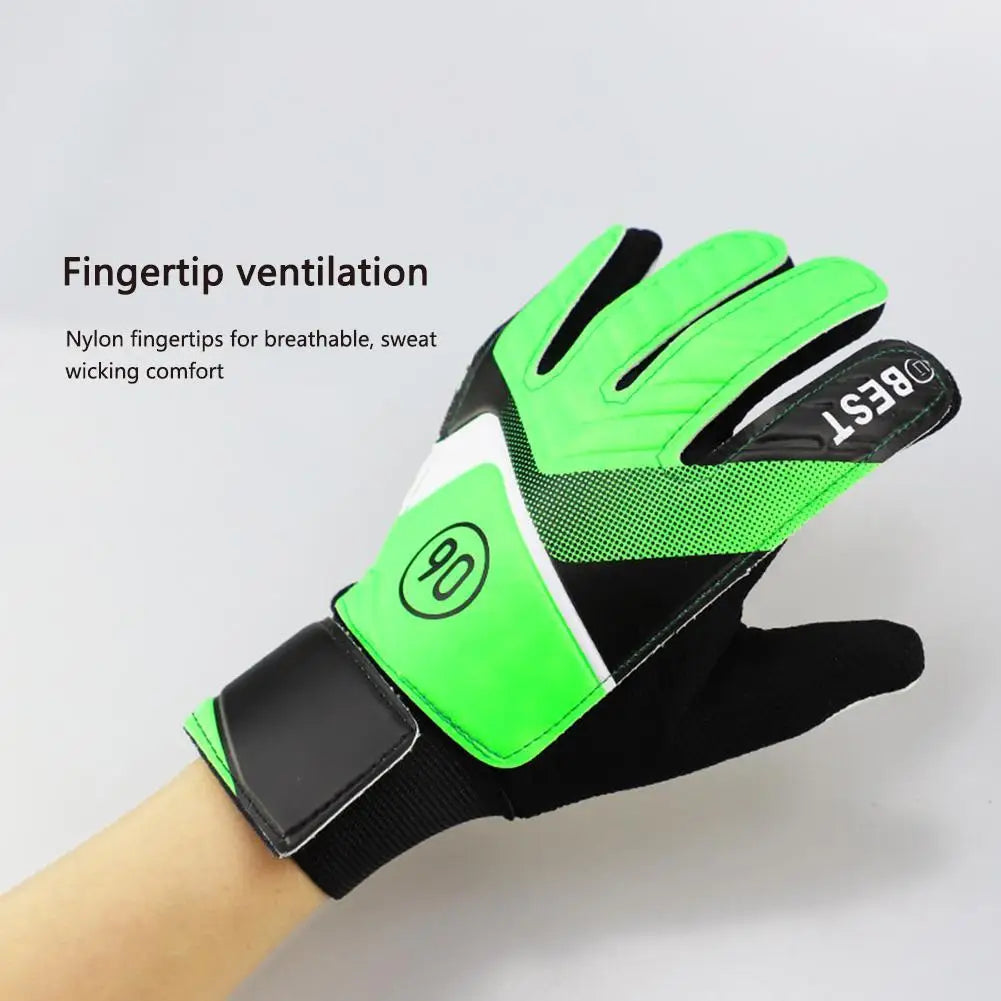 1 Pair ren Anti-Slip Glove Goalkeeper Gloves PU Gloves Finger Protection Goal Thickened Latex Football Gloves For