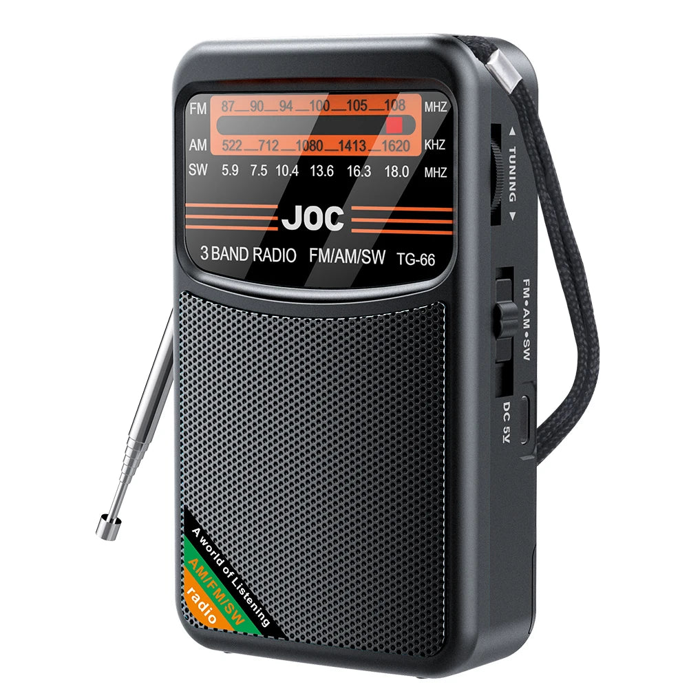 Portable Mini Full Band Radio FM AM SW Radio Built-in Speaker Battery Operated Radio for Indoor Outdoor Walk Jogging Gym Camping