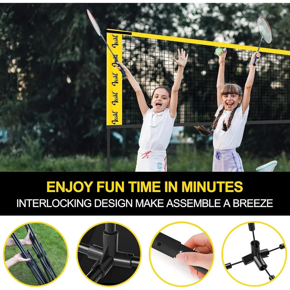 NEW - 10FT Portable All-in-One Badminton, Pickleball and Kids’ Volleyball Net Set Half Court (10ft Wide x 7ft max