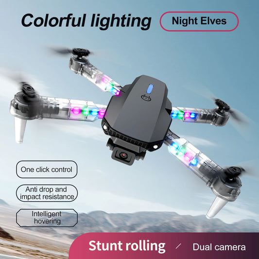 4K HD Dual Camera Mini Drone WiFi FPV E99 MAX Selfie RC UAV 6-Axis Gyro One-Key Auto Return Foldable Drone Adjustable RC Plane