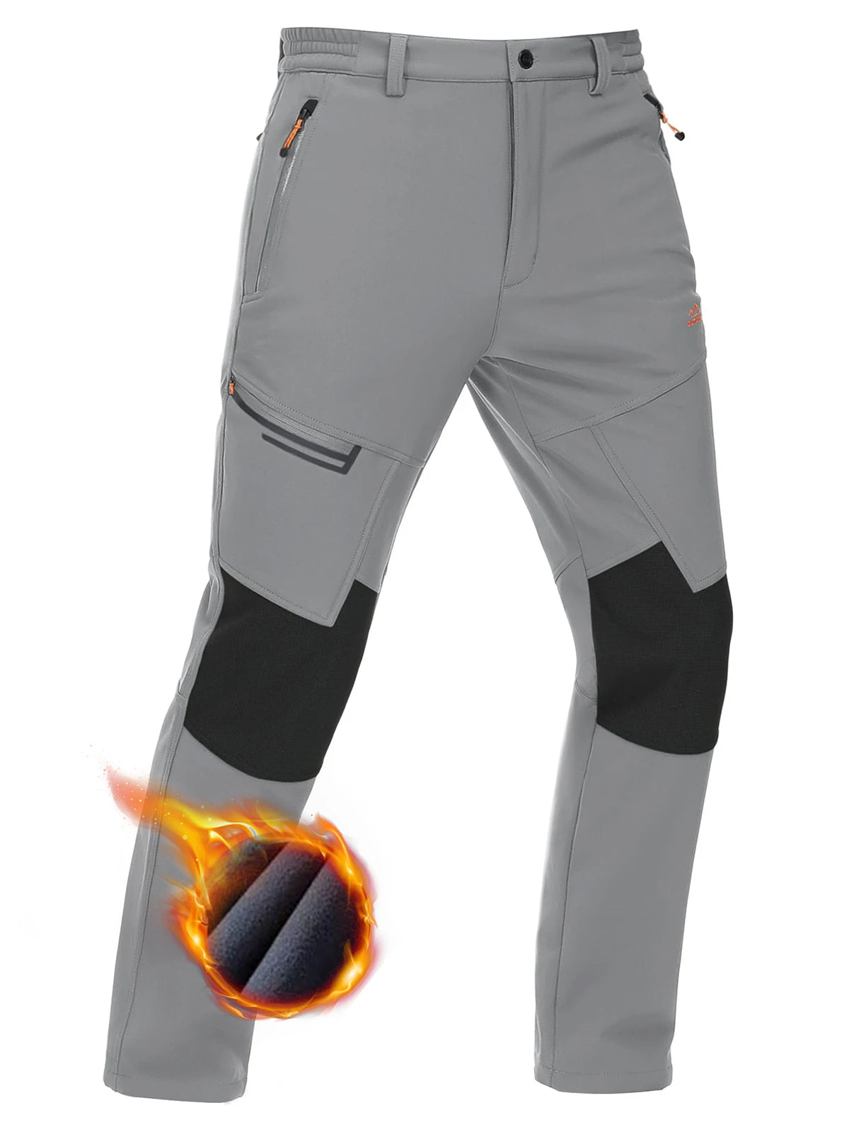 Men's Winter Thicken Fleece  Hiking Pants Warm Waterproof Outdoor Ski Camping Fishing Work Trousers with Zip Pockets