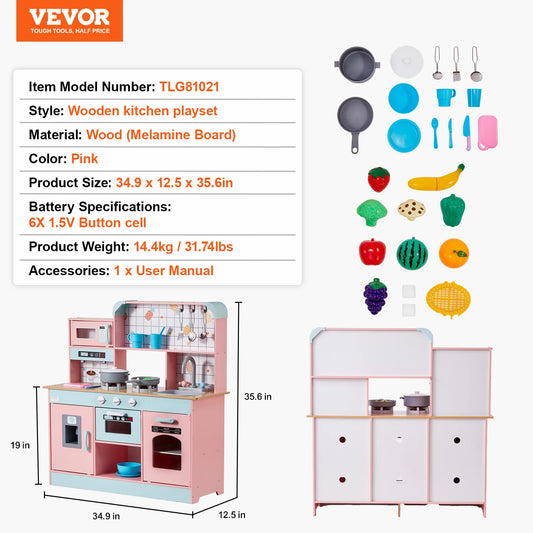 SucceBuy Pretend Play Cooking Toy for Kids Chef Playset Kitchen Accessories with Lights & Sounds for Toddles Girls Boys Ages 3+