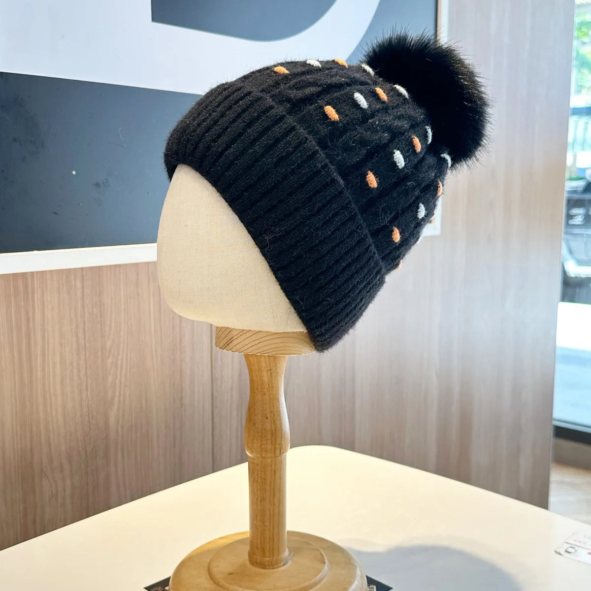 Women Winter Warm Beanie Hat Thickened Cold-Proof Knitted Cap Outdoor Sports Cycling Skiing Pullover Cap for Women