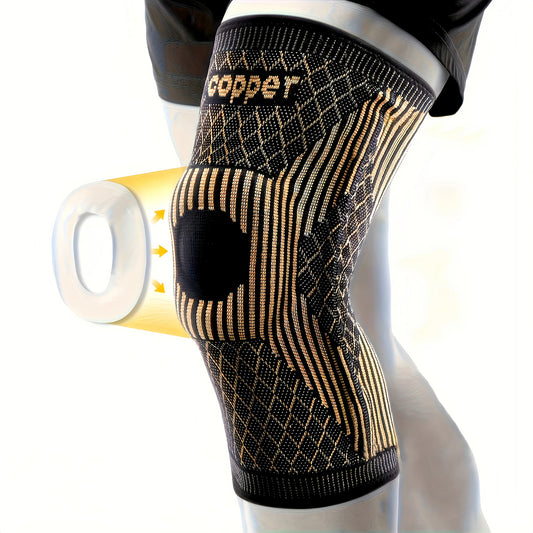 1 Pack Copper Ion Sports Knee Pads Spring Support Silicone Anti-Collision Knee Pads Breathable Non-Slip Outdoor Basketball Fitness Running Basketball Knee Pads