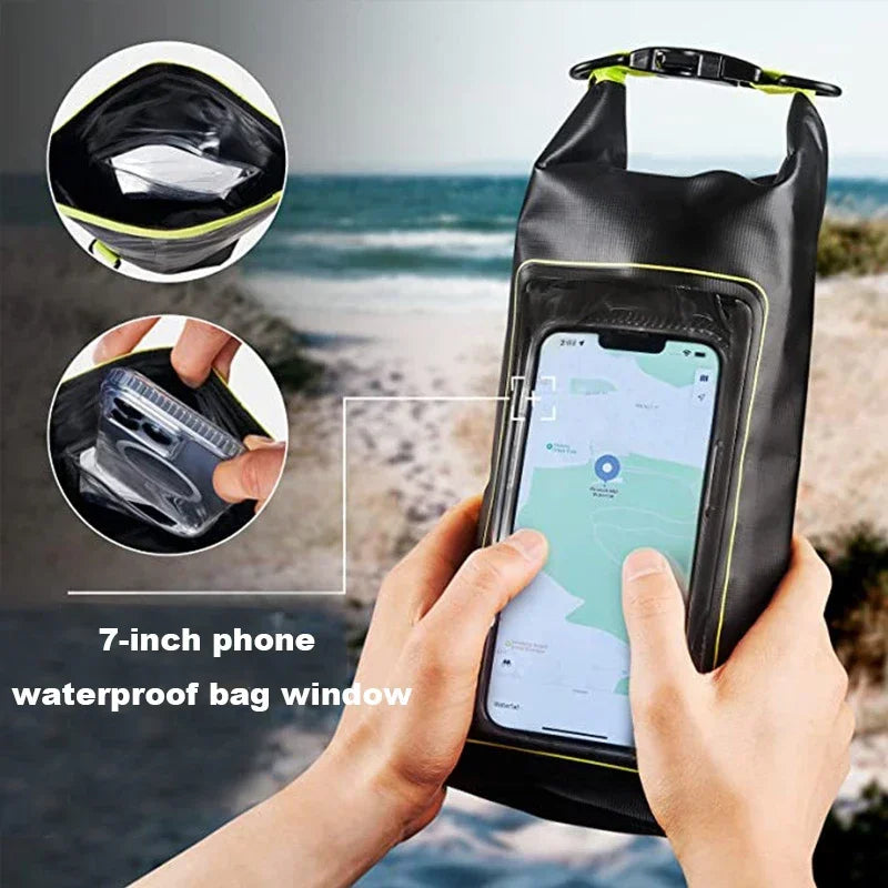 2L Waterproof Dry Bag Phone Pouch Touch Screen Protection Outdoor Beach Kayak Camping Diving Swimming Water Sports Boating Gear