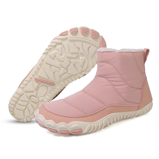 Winter Snow Boots Minimalist Barefoot Trainers Waterproof Casual Ankle Boots Zip Closure Trail Running Shoes for Hiking Climbing