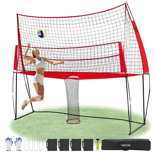 Adjustable Volleyball Training Net System for Indoor and Outdoor Practice Equipment
