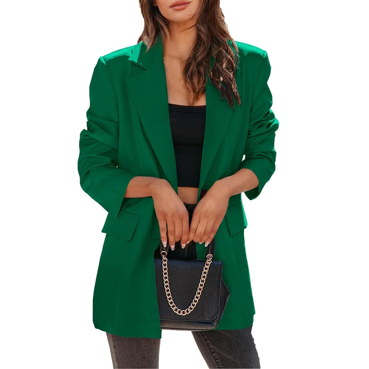 Single Breasted Lapel Solid Color Jackets Women's Jacket Long Sleeved Quilted Coat High Street Autumn Female Versatile Coats