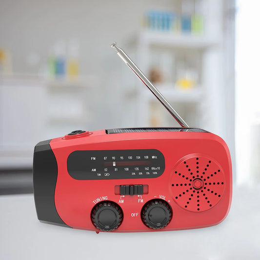 Solar Hand Crank Radio with LED Lights Hand Crank Weather Radio USB Charged & Solar Power Multifunctional for Camping Emergency