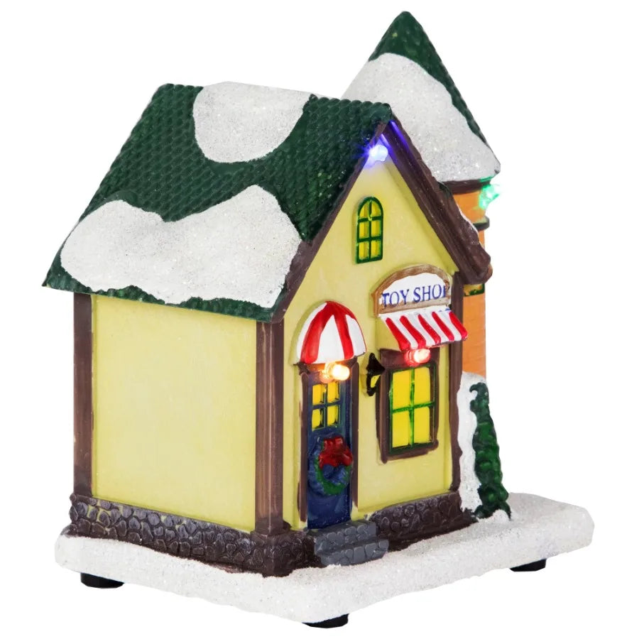 LED Lighted Snowy Toy Shop Christmas Village Display Piece 5 Indoor Decorative Scene for Holiday Festive Ambiance Cozy Winter V