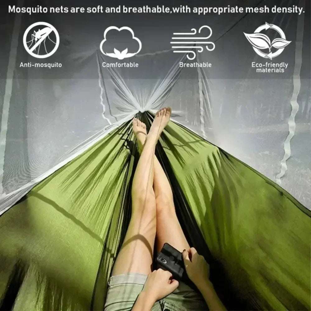 Outdoor Camping Hammock 2 Person Mosquito Net Camping Hammocks Outdoor Furniture Bed Portable Comfortable Sleeping Tent Hammock