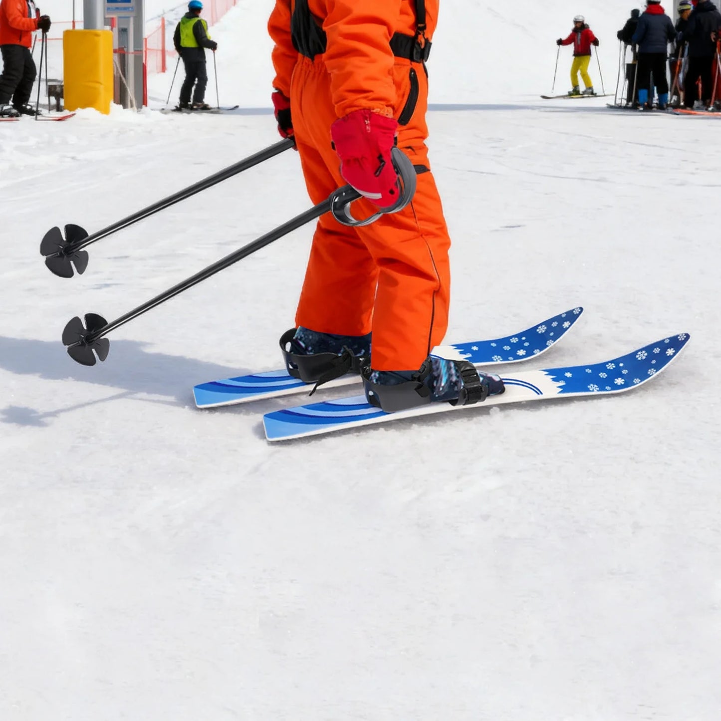 Kids Beginner Snow Skis 68*6cm 50kg Load Capacity Blue Anti-Slip Safe Strap Durable For 2-8 Years Old Outdoor Winter Sports Use