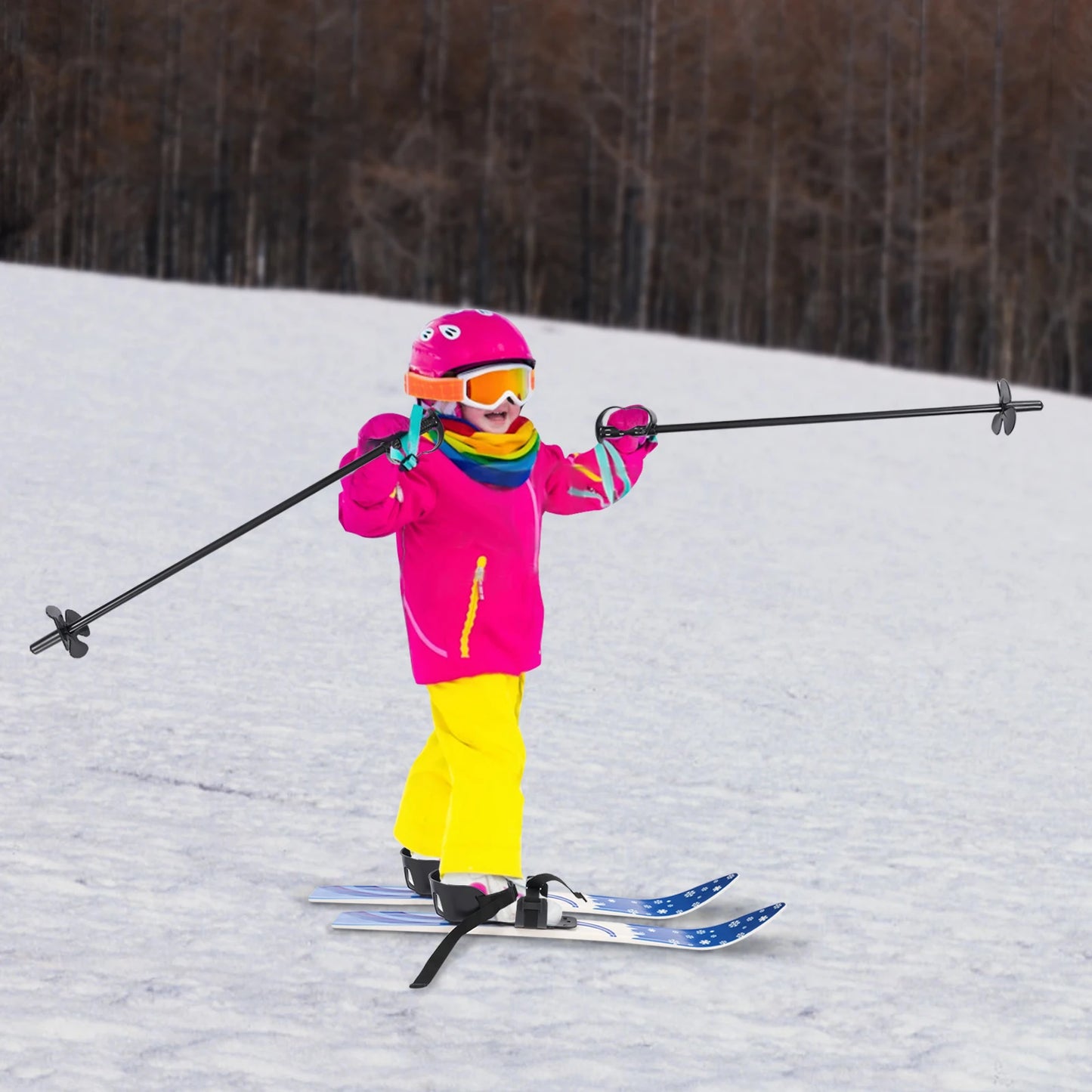 68*6cm Ski Set Kids Skis and Poles Primary Ski Double Board Children's Beginner Snow Skis  for Children Outdoor Snow Recreationa