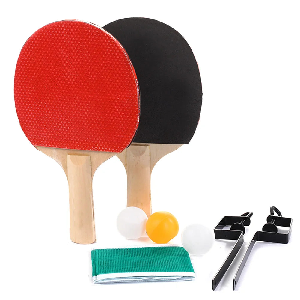 Table Tennis Rackets with Balls Table Tennis Net and Post Set Ping Pong Racket Set for Indoor/Outdoor Games