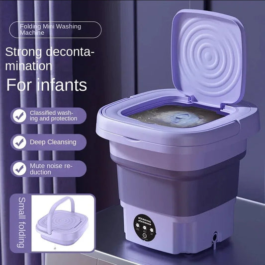Mini Foldable Washer Portable Washing Machine Spin Dryer Washer For Camping Travel Home Underwear Sock 8L Laundry Cloth Tool