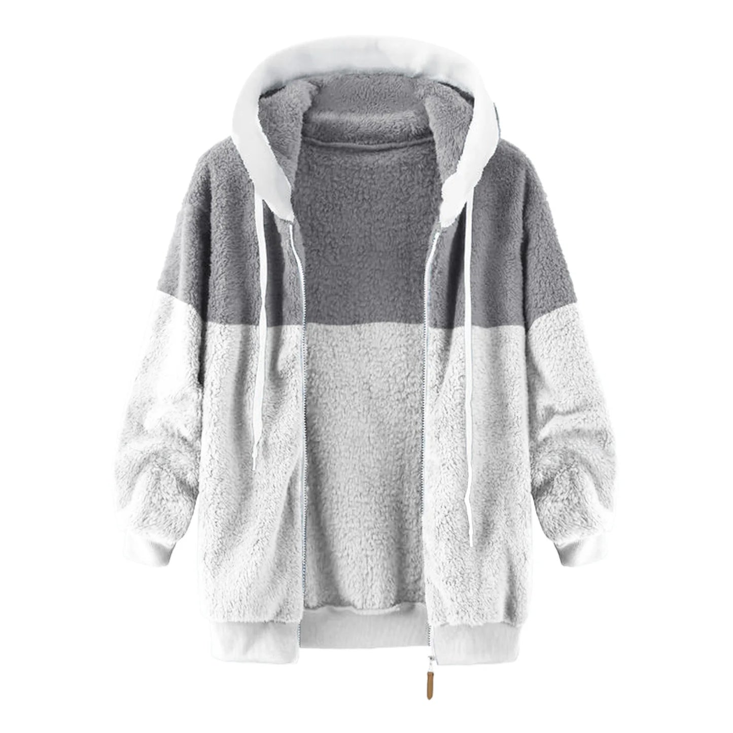 2025 Women Autumn Winter Jacket Female Coat Causal Soft Hooded Fleece Plush Warm Outdoor Overcoat Faux Fur Fluffy Zipper Top