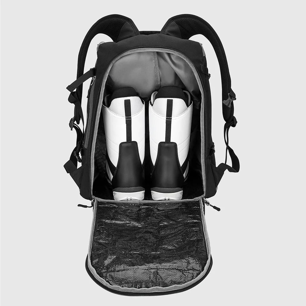 65L Outdoor Ski Bag Large Capacity Waterproof Breathable Skiing Boot Backpack Storage Helmet Coat Hang Skis Adjustable