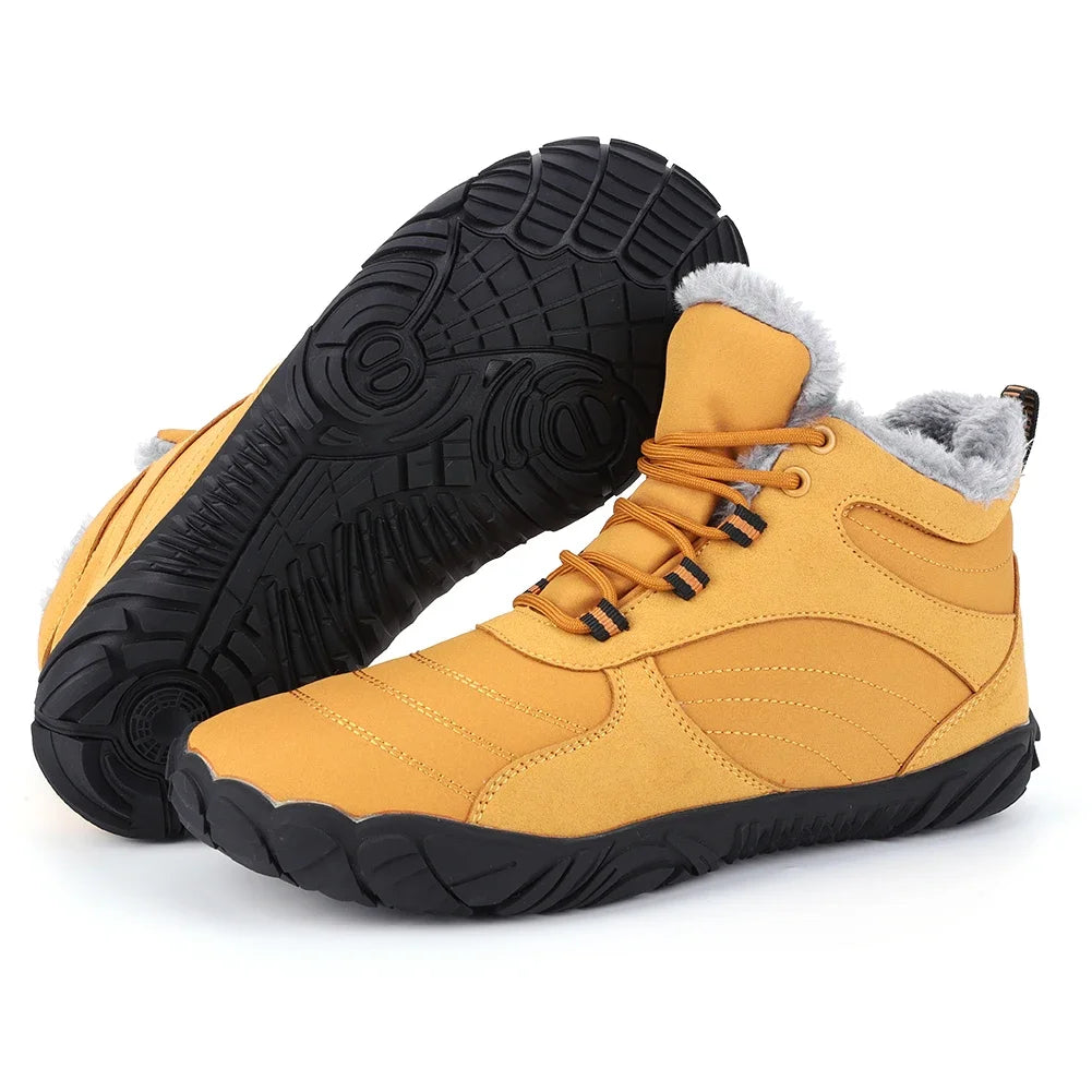 Womens Mens Waterproof Winter Barefoot Shoes Snow Boots Cotton Warm Fur Lined Unisex Walking Hiking Outdoor Hiking Walking Shoes