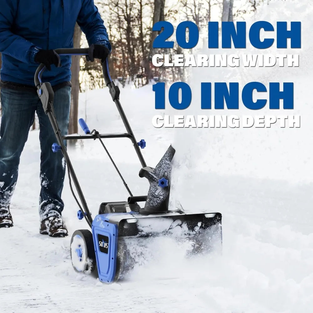 40V Cordless Snow Blower 20-Inch Brushless Motor Dual LED Lights 2x4.0Ah Batteries Driveway Sidewalk