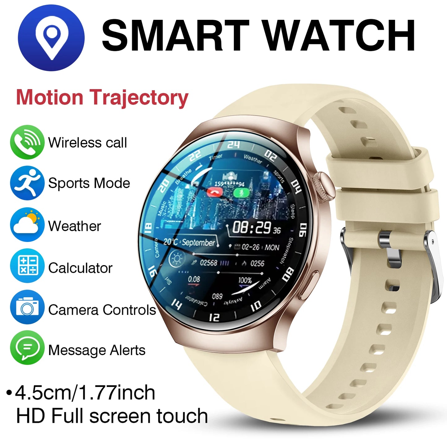 2025 New For Android and ios Smart Watch Men AMOLED Screen GPS Motion trajectory  Bluetooth Calls Smart Watch