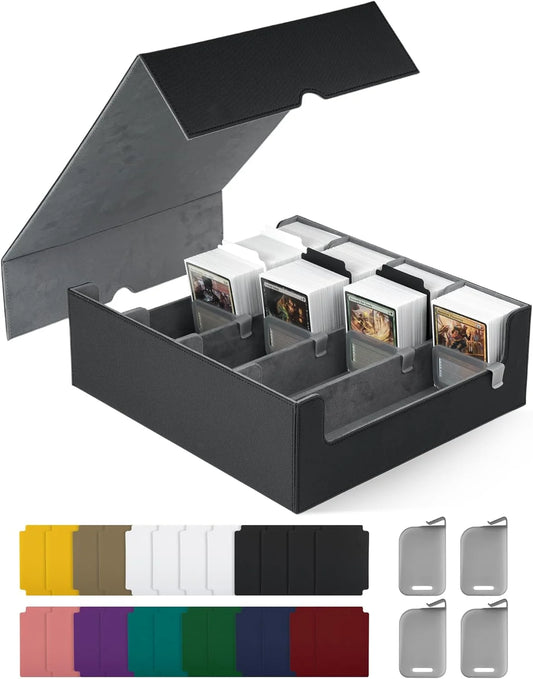 MTG Card Storage Box,Holds 2400+ Single Sleeved Cards,Includes 4card Stoppers and 24 card Dividers,Suitable for TCG Trading Card
