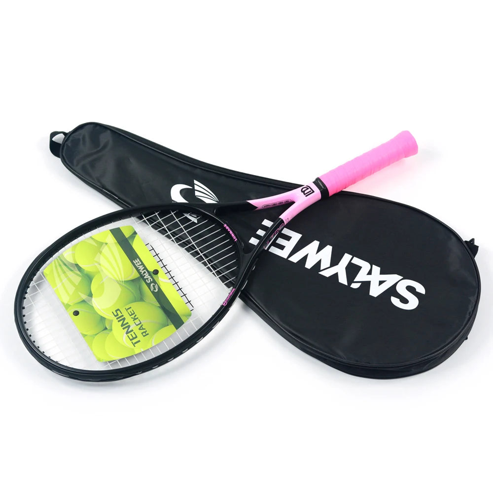SALYWEE Gemini Composite Carbon Tennis Racket | Already Threaded 300±10g Ultra-Light for Beginners | Pro Unisex Training Racket
