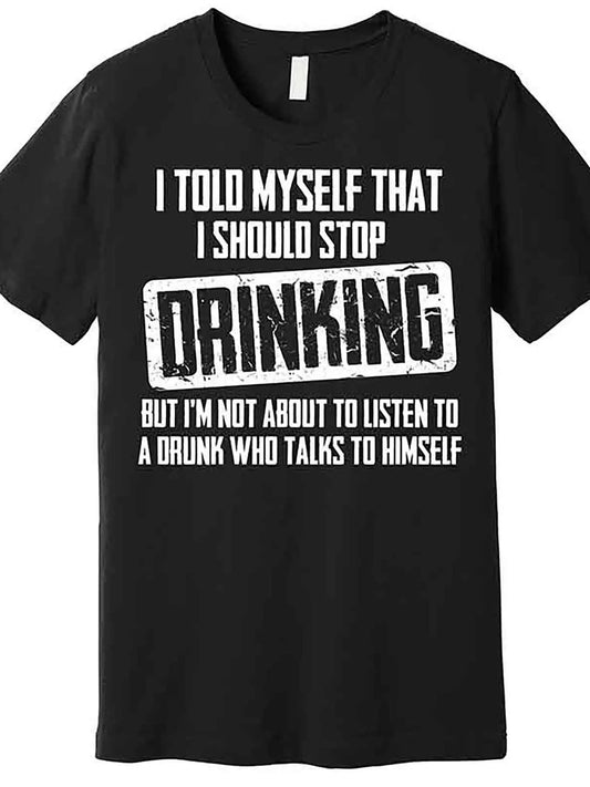 Humorous "I Should Stop Drinking" Men's Graphic Tee - Premium Black Short Sleeve T-Shirt for Casual Wear