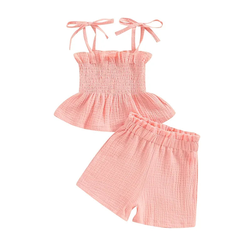 Toddler Girls 2Pcs Outfits Solid Color Sleeveless Camisole and Elastic Pants Set Baby Summer Clothes 6M-3Y