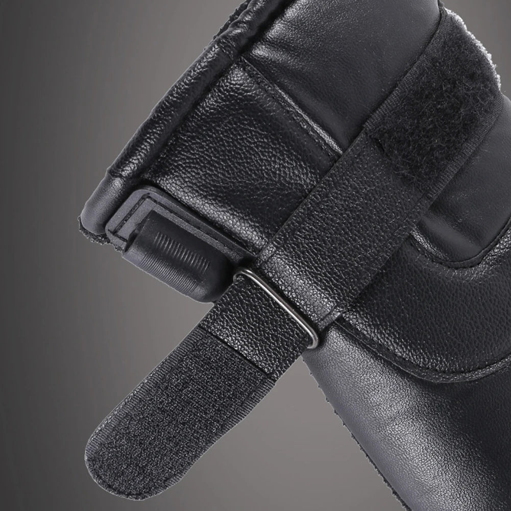 Leather Electric Heating Gloves Waterproof Outdoor Winter Gloves Heated Touchscreen Hand Warmer for Hiking Skiing Fishing