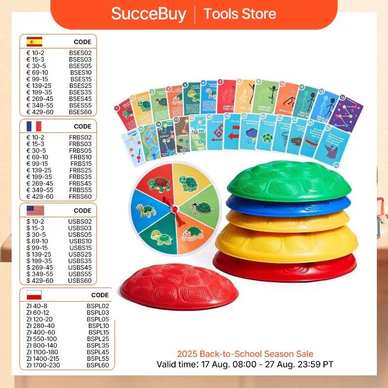 SucceBuy 6 PCS Kids Turtle Balance Stepping Stones Kids Toddler Jumping Coordination Game Toys Outdoor Play for Children Gifts