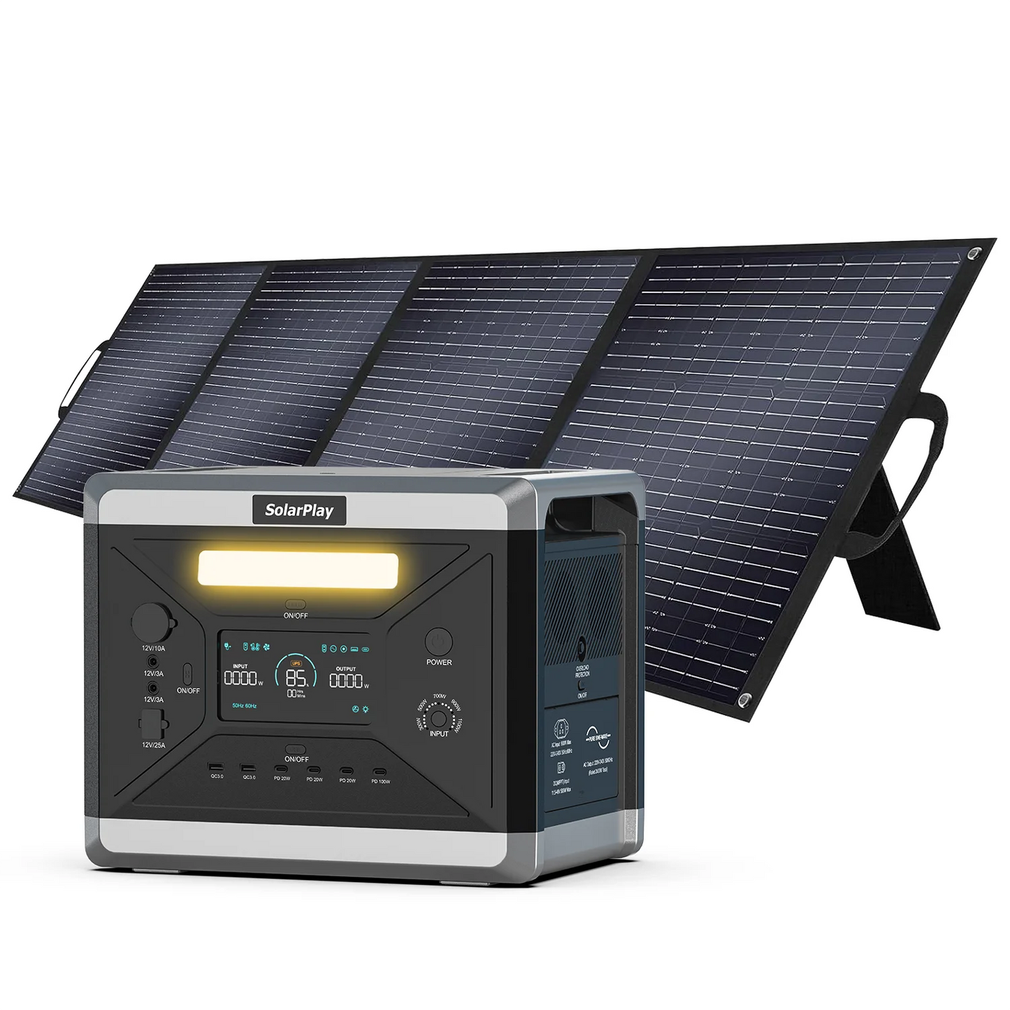 SOLARPLAY 2400W Powerstation Q2501 Energy Storage Foldable 200W Solar Panels Complete House Kit Photovoltaic System Outdoor Home