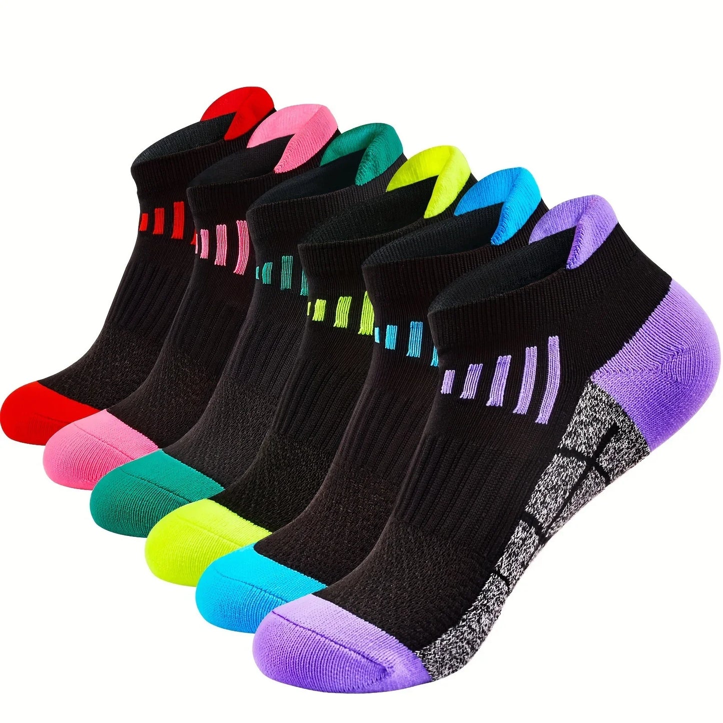 6 Pairs of Women's Sports Compression Socks - Low-top Breathable Moisture-wicking Socks Suitable for Running and Outdoor Sports